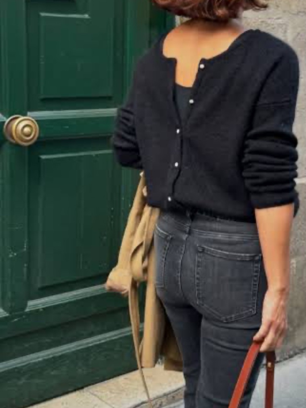 Sezane Gaspard Black Button-Front Women's Sweater Cardigan - Picture 7 of 13